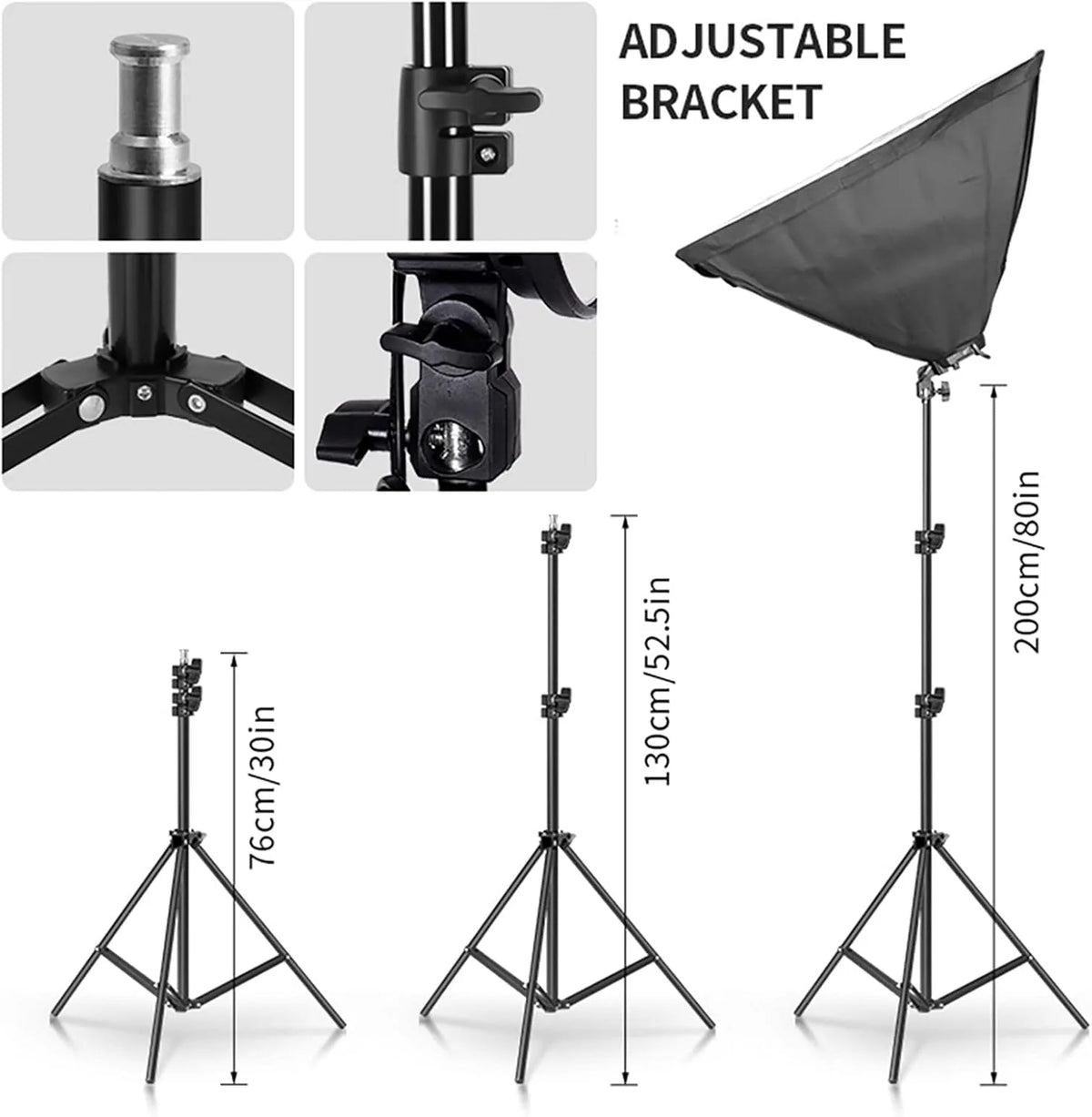 Fotostudio Set mit 3 Softboxen, 3x 65W Tageslichtlampen, Stativen, Galgenstativ und Tragetasche