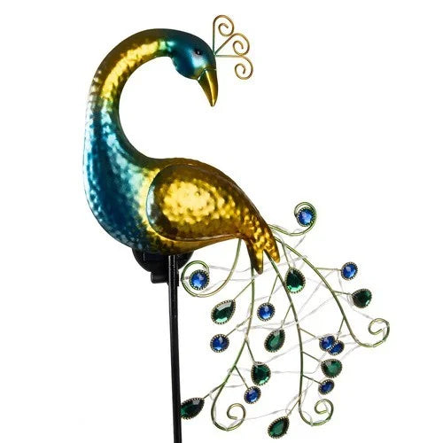 Solar Gartenlampe Pfau 110 cm – LED Solarleuchte mit warmweißem Licht, Dämmerungssensor & Erdspieß für Garten