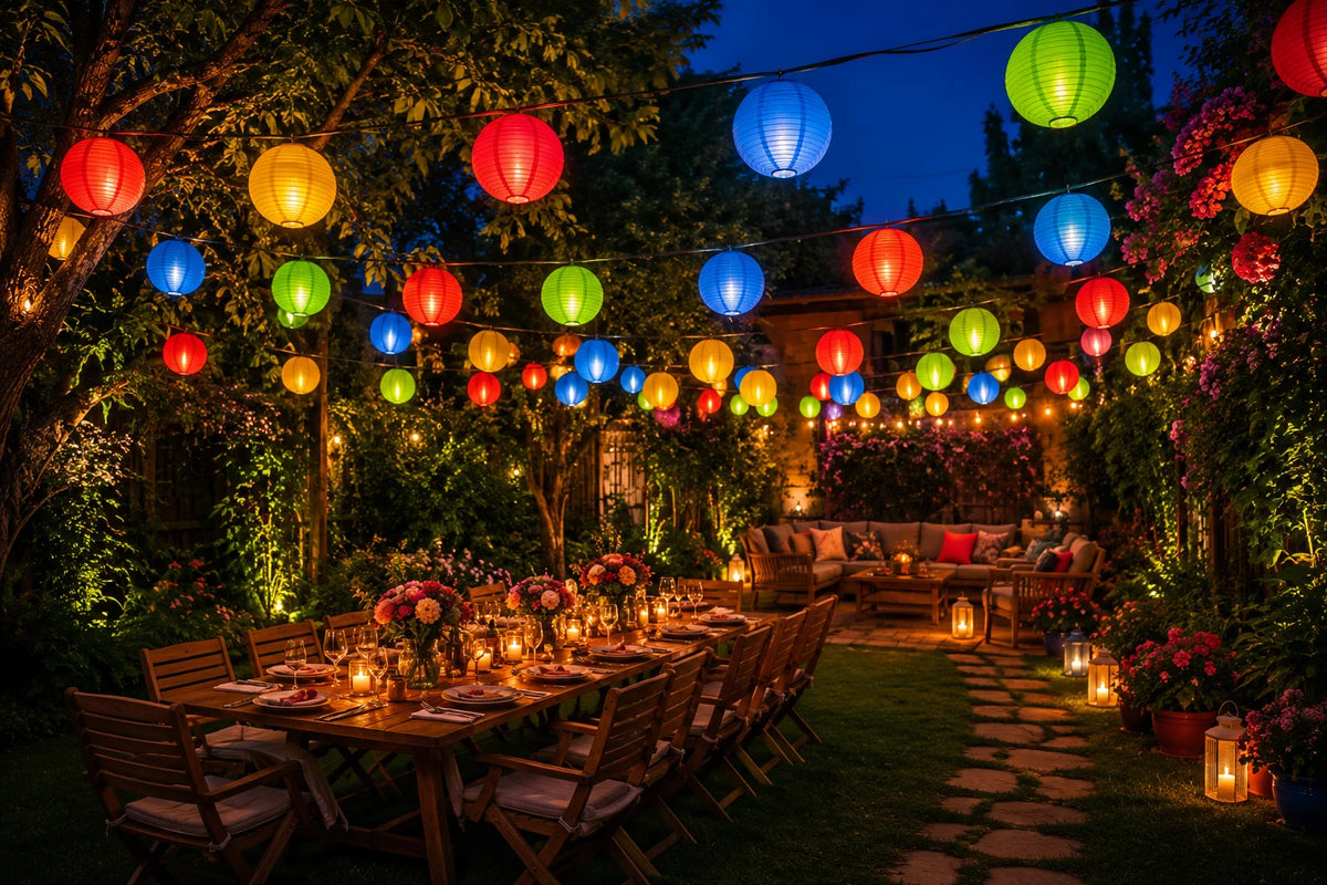 Solar Lichterkette 20 Lampions Garten Balkon Terrasse Außenbeleuchtung