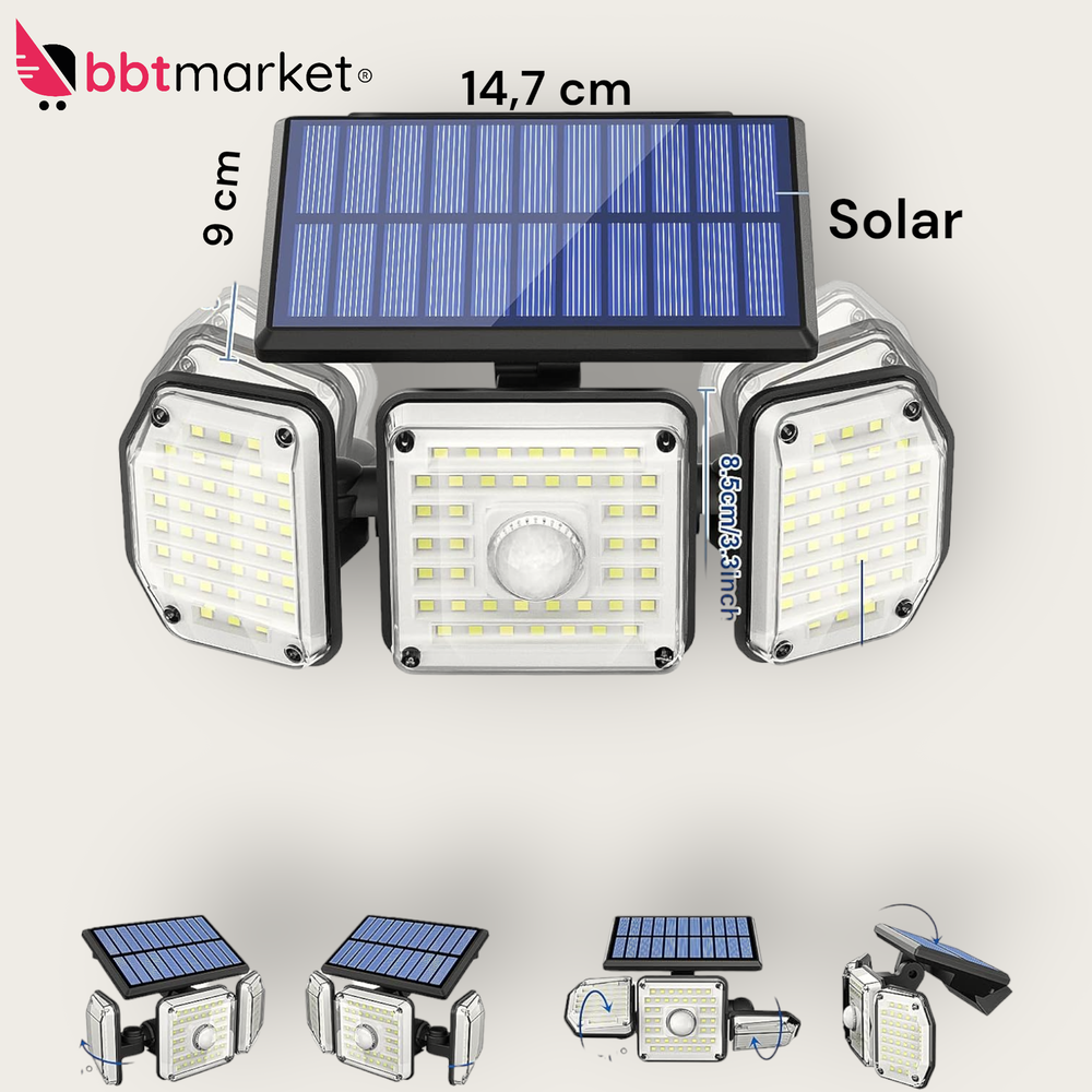 LED Solarlampen für Außen & Innen Bewegungsmelder,IP65 Wasserdicht 2 stk neu ovp