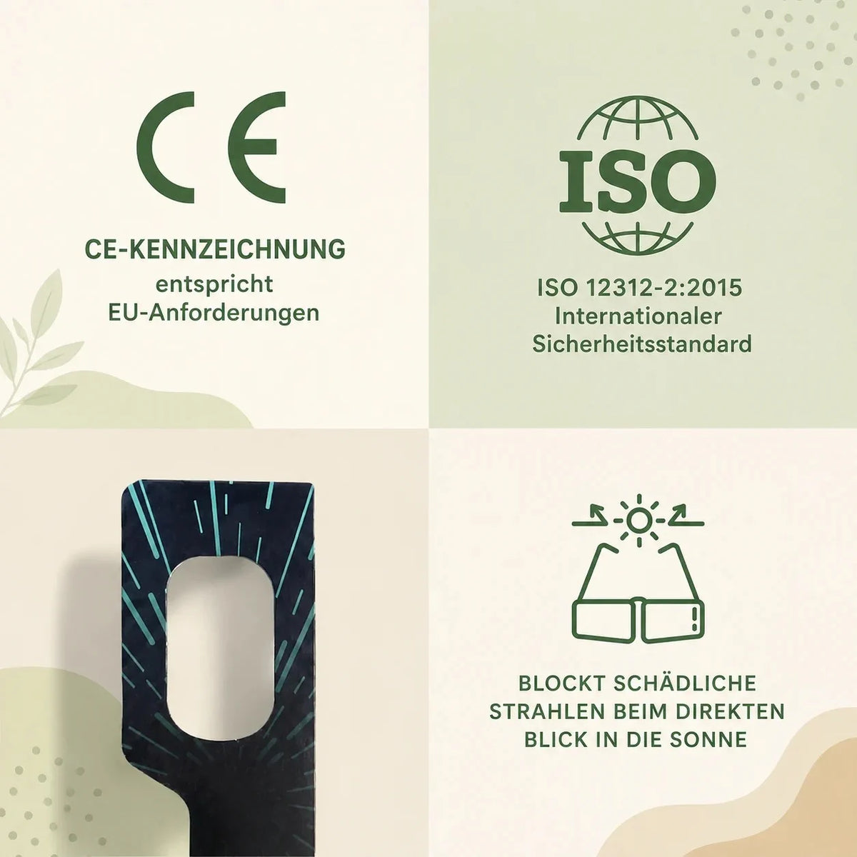Sonnenfinsternis Brille ISO 12312-2:2015 CE 45mm Sonnenbeobachtung Schutzbrille