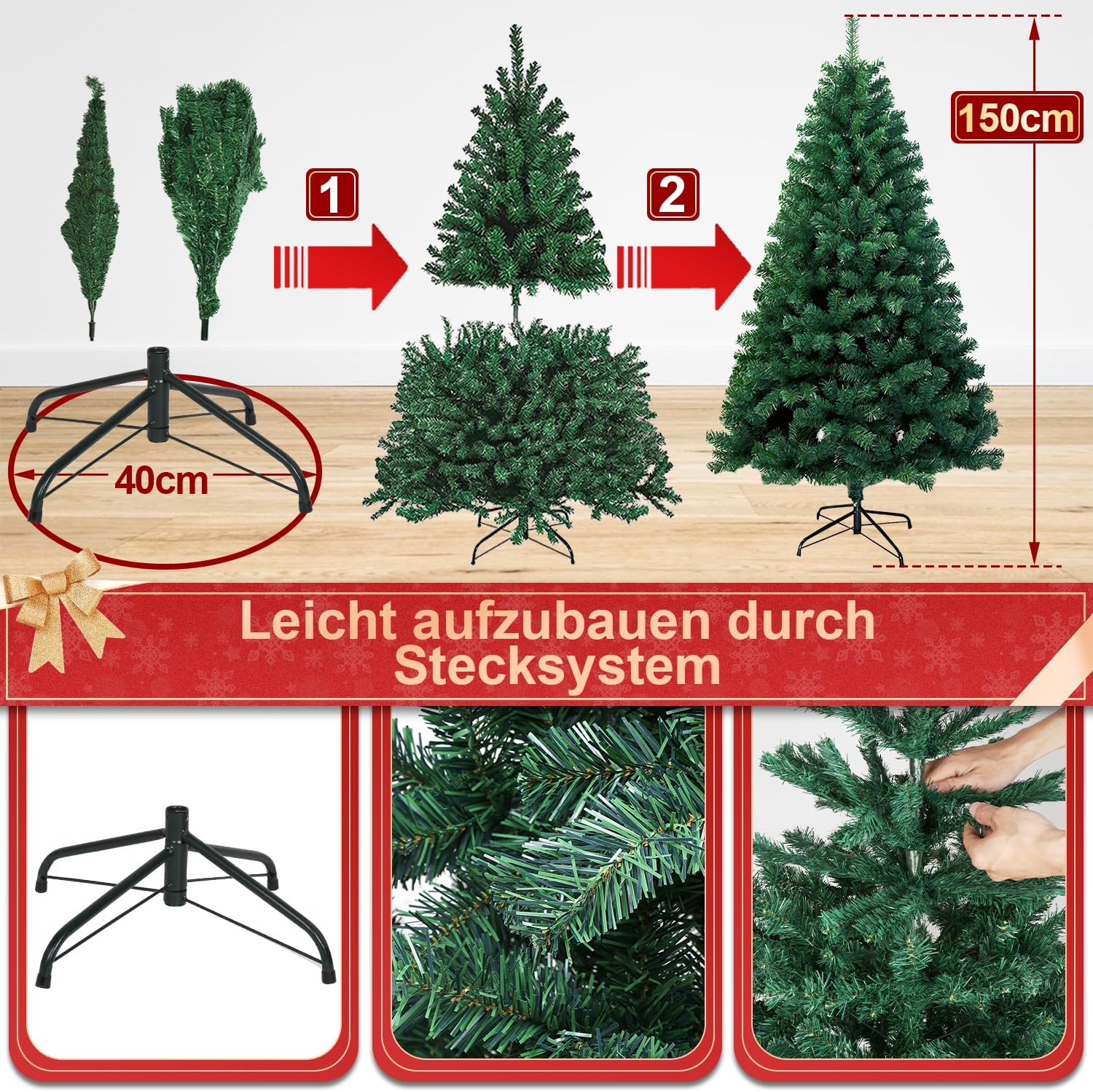 Artificial Christmas tree, artificial fir tree, artificial tree, Christmas tree, decorative tree 150CM 