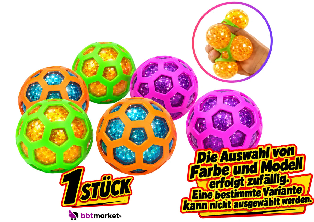 Squishy Ball Glitzer 80mm Quetschball Stressball Fidget Toy 1/3 Stück