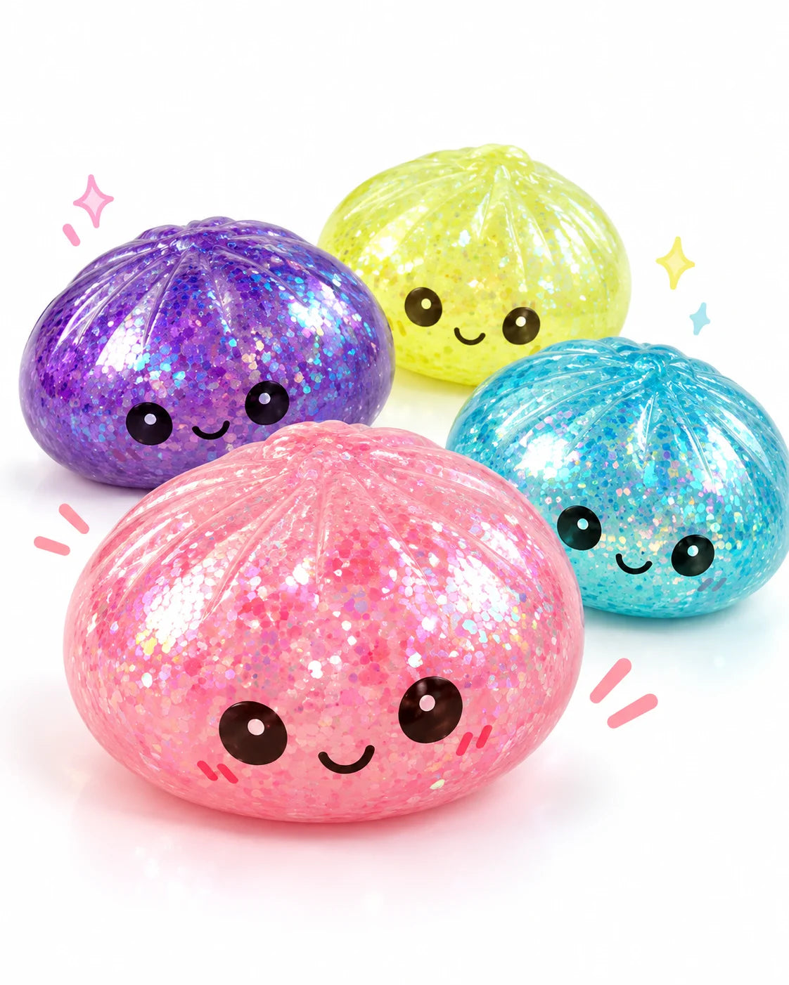 Dumpling Squishy Mystery Fidget Toy – Slow Rising TPR Kawaii Spielzeug im Dampfkorb mit Überraschungsfarbe 9,5cm