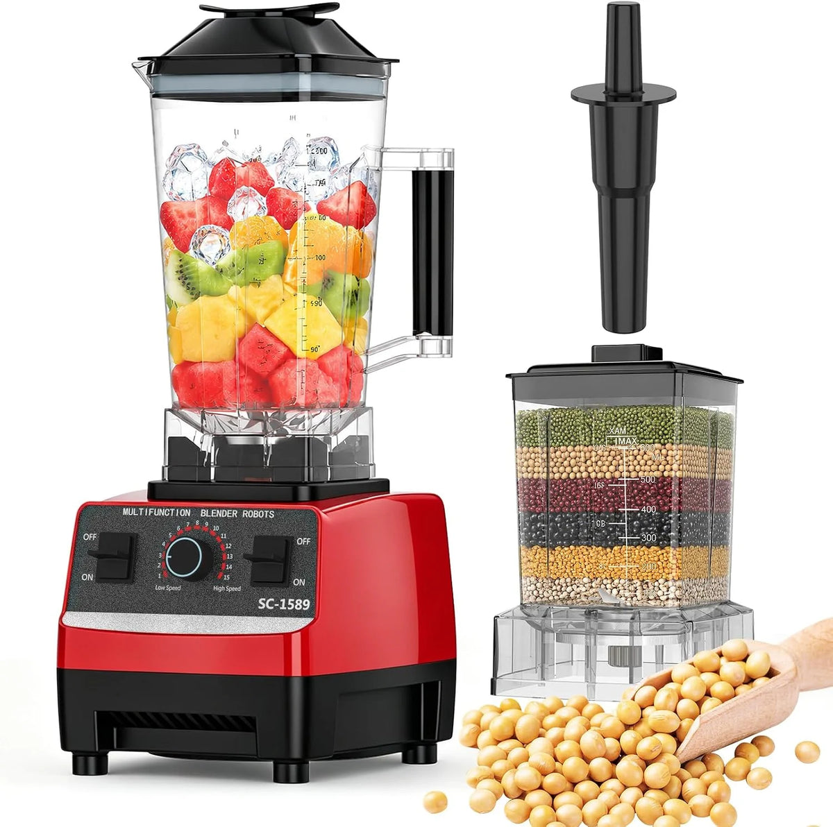 Standmixer 2000 W mit 2-Liter BPA-freiem Behälter – Hochleistungsmixer für Smoothies, Eis & Säfte