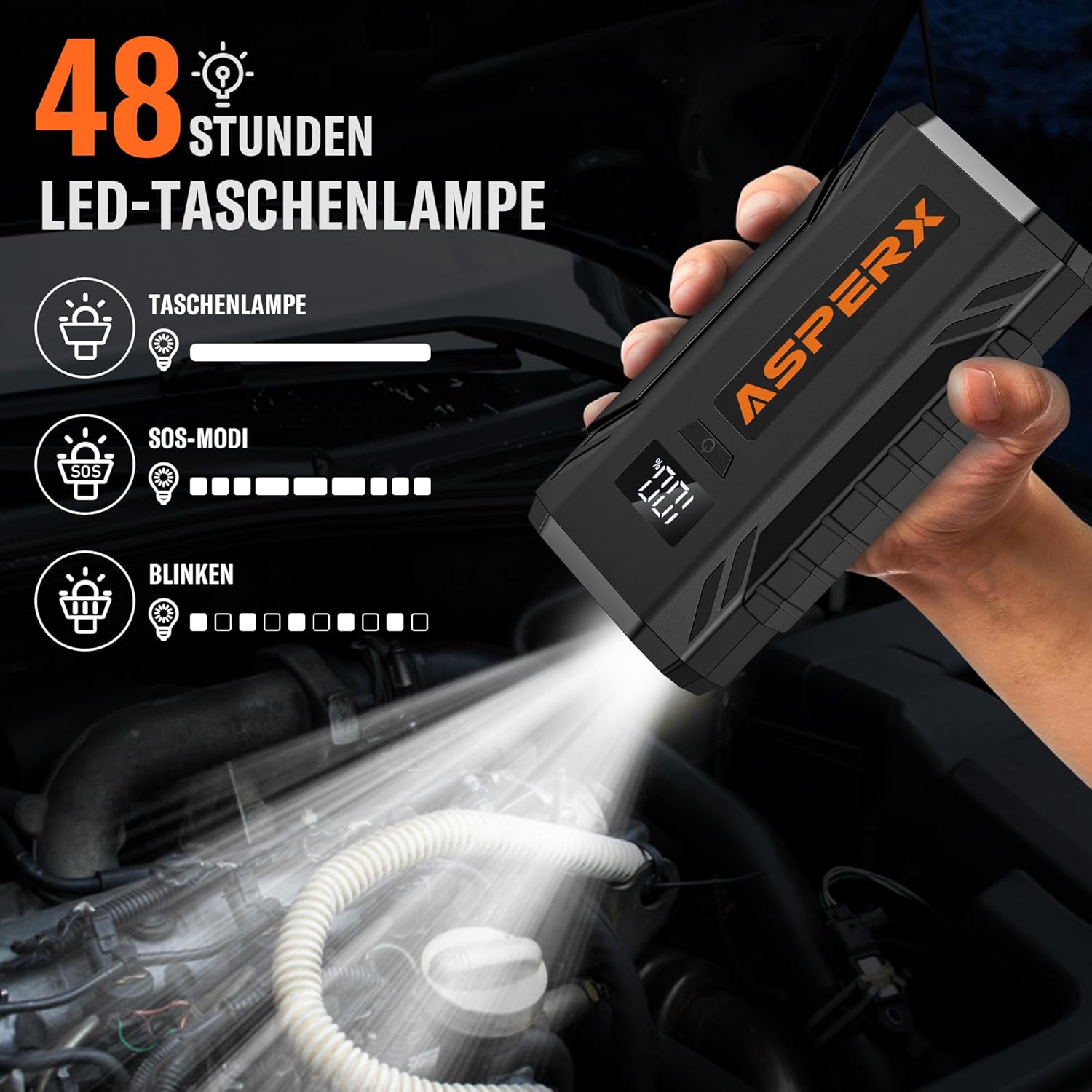 Jump Starter Charger Booster Power Bank 5.5L Gas 1500A for 12V LED
