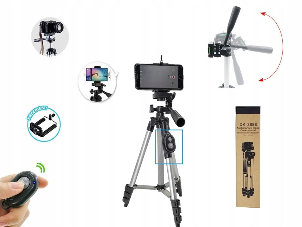 Handy Stativ Tripod mit Bluetooth Fernbedienung – 4in1 Smartphone Halter 100cm