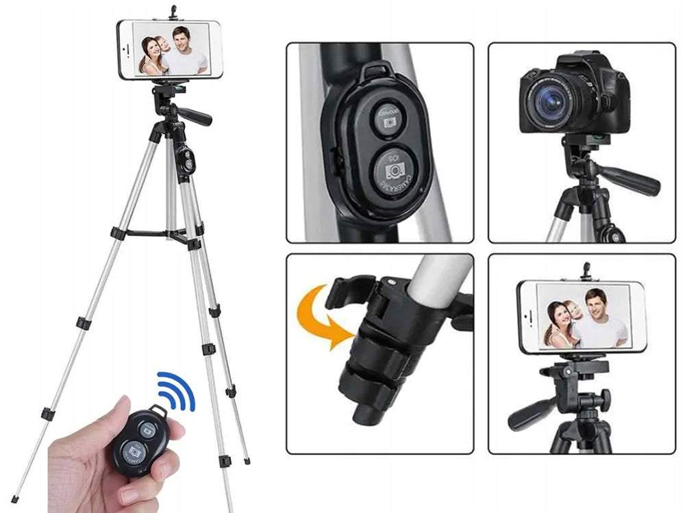 Handy Stativ Tripod mit Bluetooth Fernbedienung – 4in1 Smartphone Halter 100cm