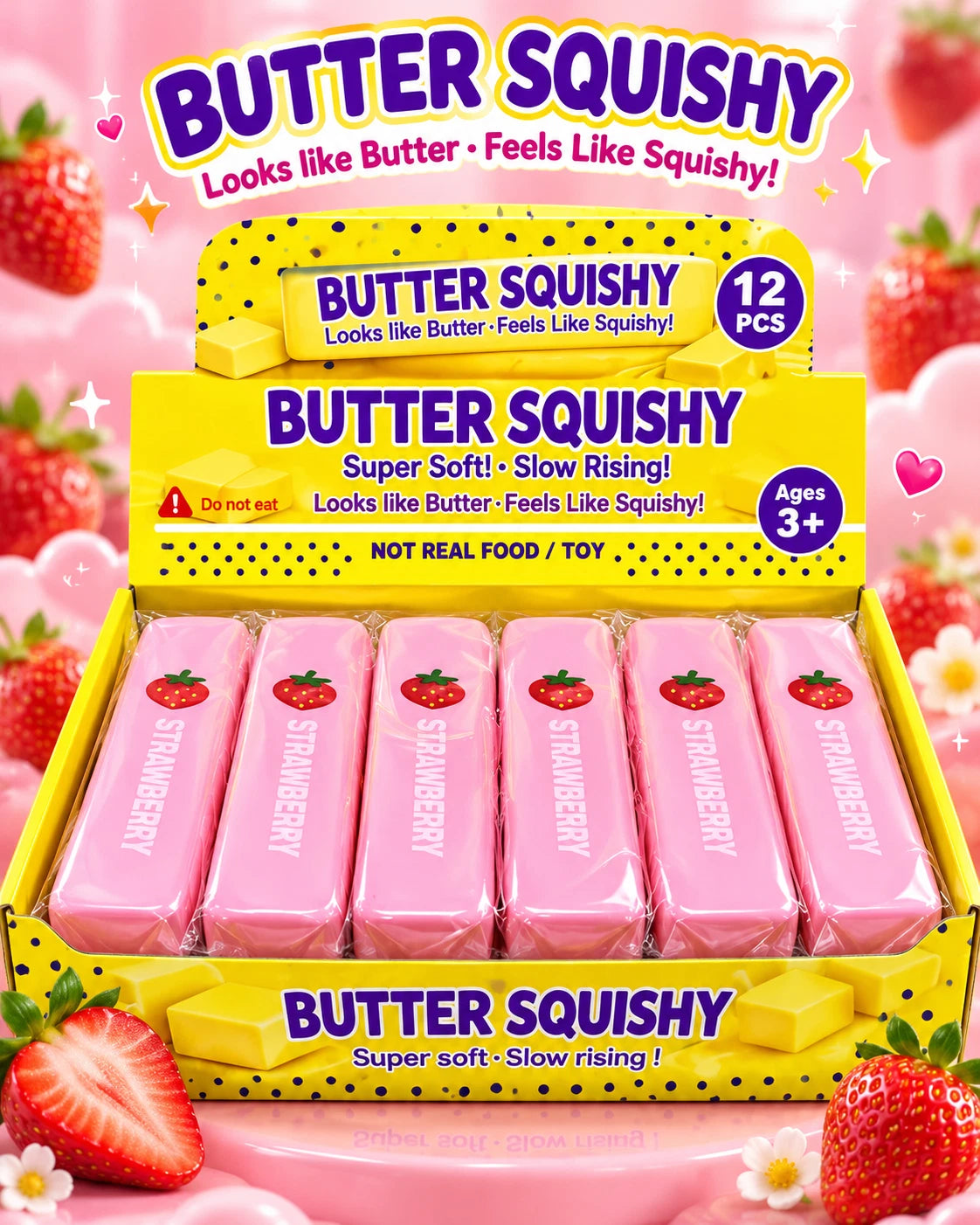 Strawberry Butter Squishy Viral TikTok Slow Rising Anti Stress Fidget Spielzeug