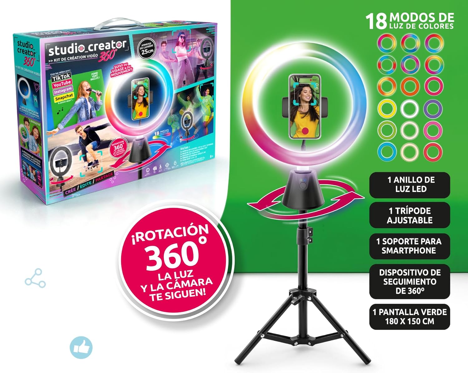 Studio Creator,10" Ringlicht und Stativ LED Smart Motion Tracking,TikTok Stream