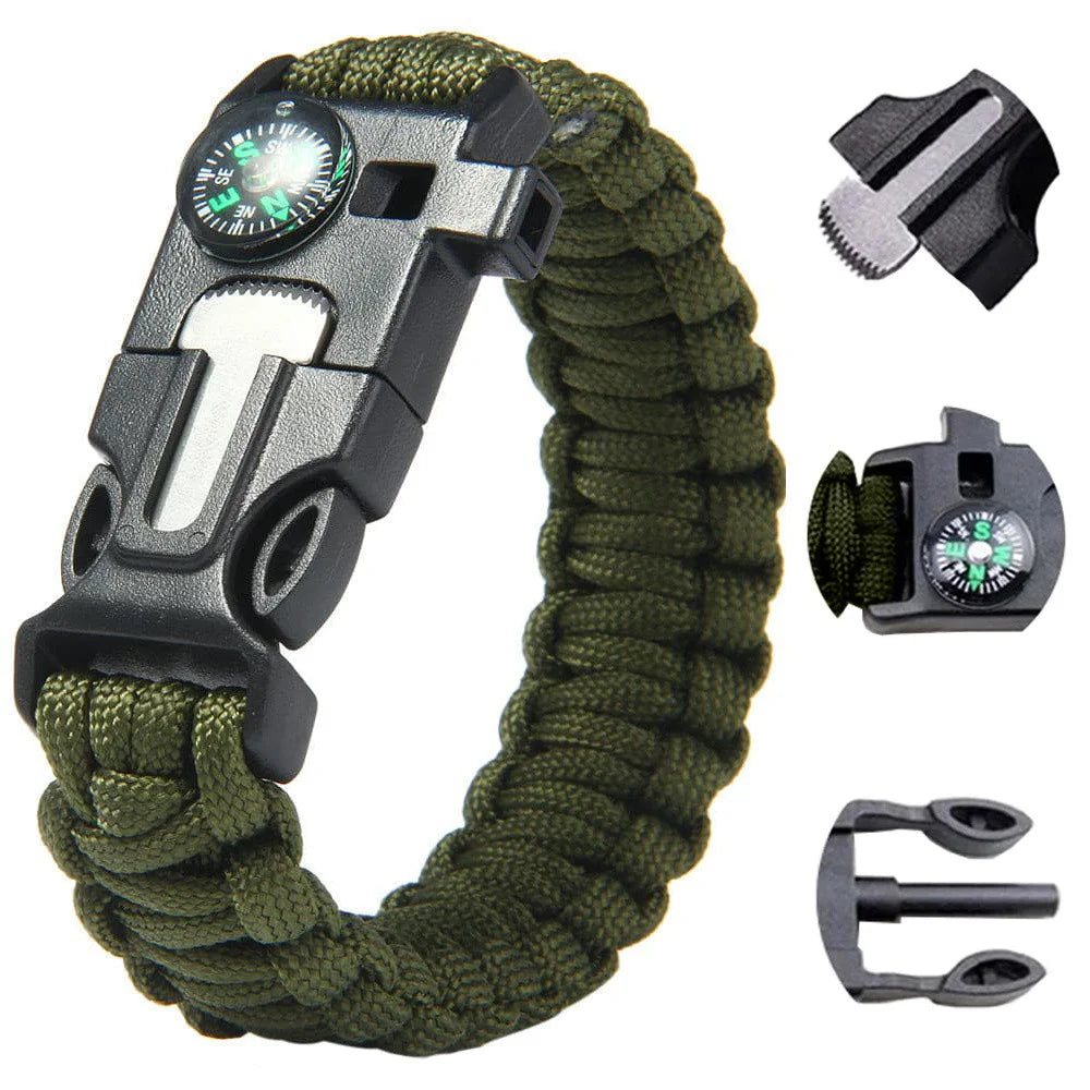 Survival Armband 5in1 mit Paracord, Kompass, Feuerstarter & Pfeife – Outdoor Notfallarmband für Camping, Wandern und Trekking