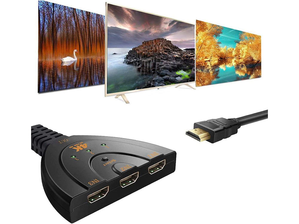 HDMI Splitter Verteiler 1 in 3 out Adapter PC TV Konsole 4K Full HD Buchse Steck