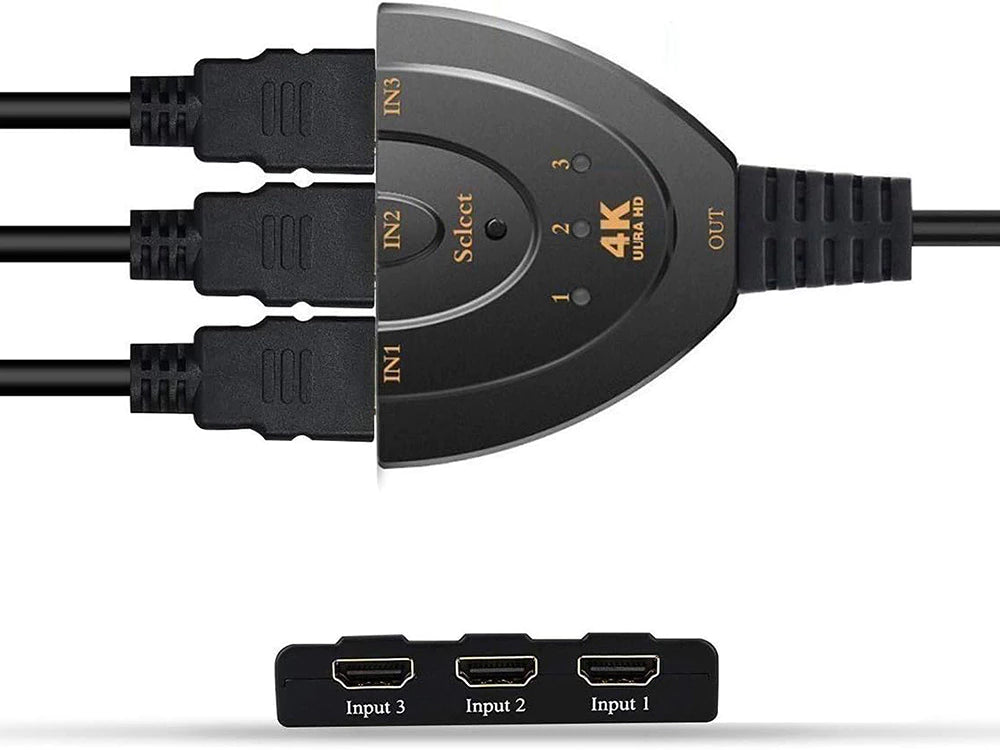 HDMI Splitter Verteiler 1 in 3 out Adapter PC TV Konsole 4K Full HD Buchse Steck