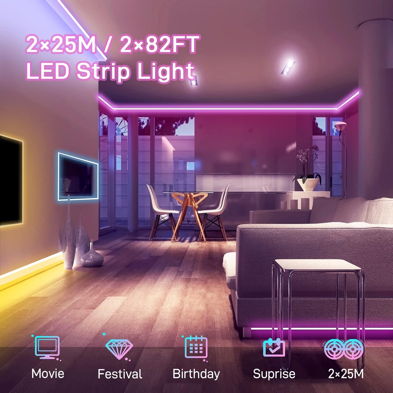 50m LED Stripe RGB Leiste Streifen Bluetooth Strip Band Leuchte Lichterkette neu