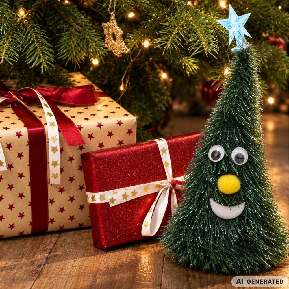 Tanzender Weihnachtsbaum 17 cm mit Musik & Licht – Jingle Bells Weihnachtsdeko mit leuchtendem Stern
