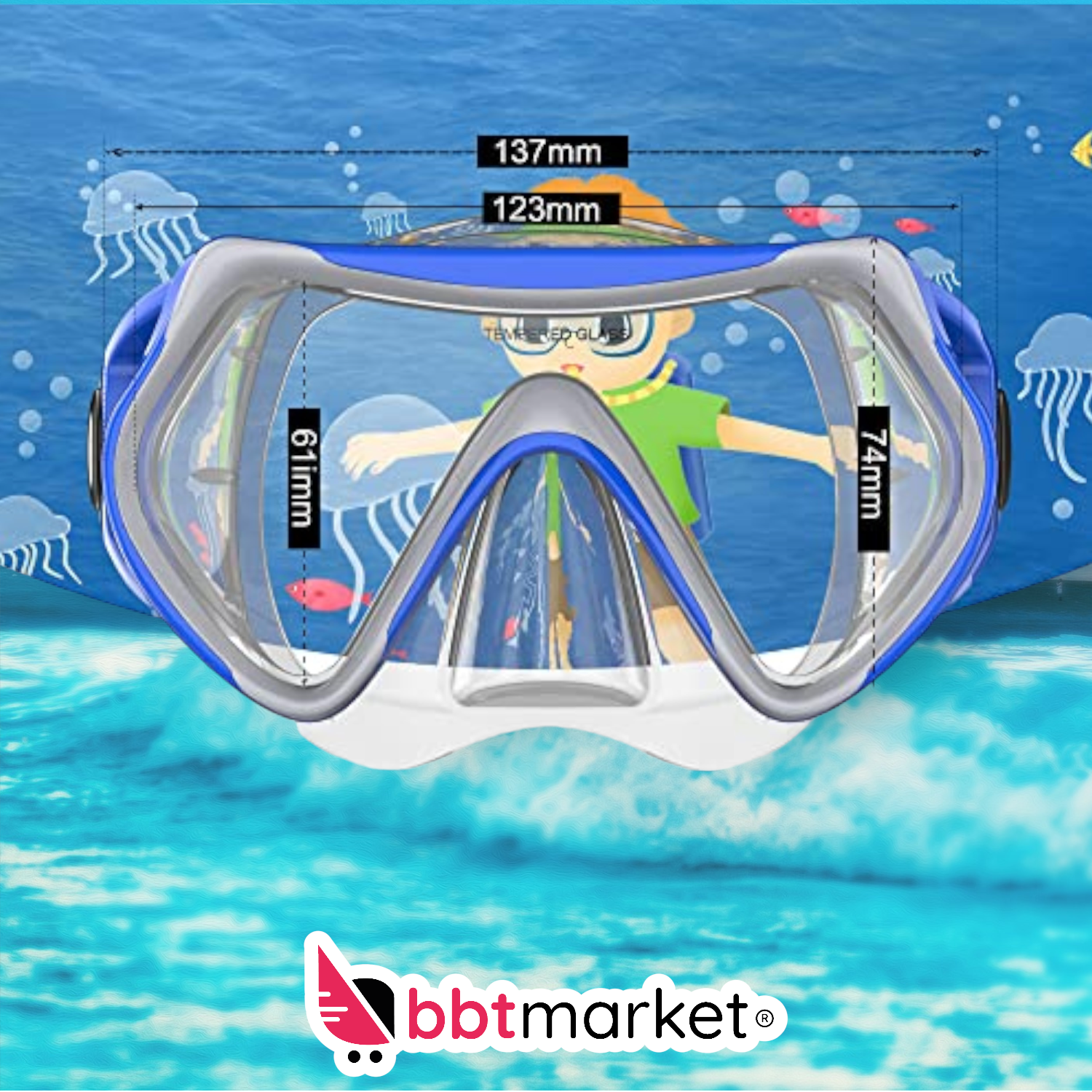 Diving goggles for children, anti-fog and perfectly waterproof, new in original packaging 