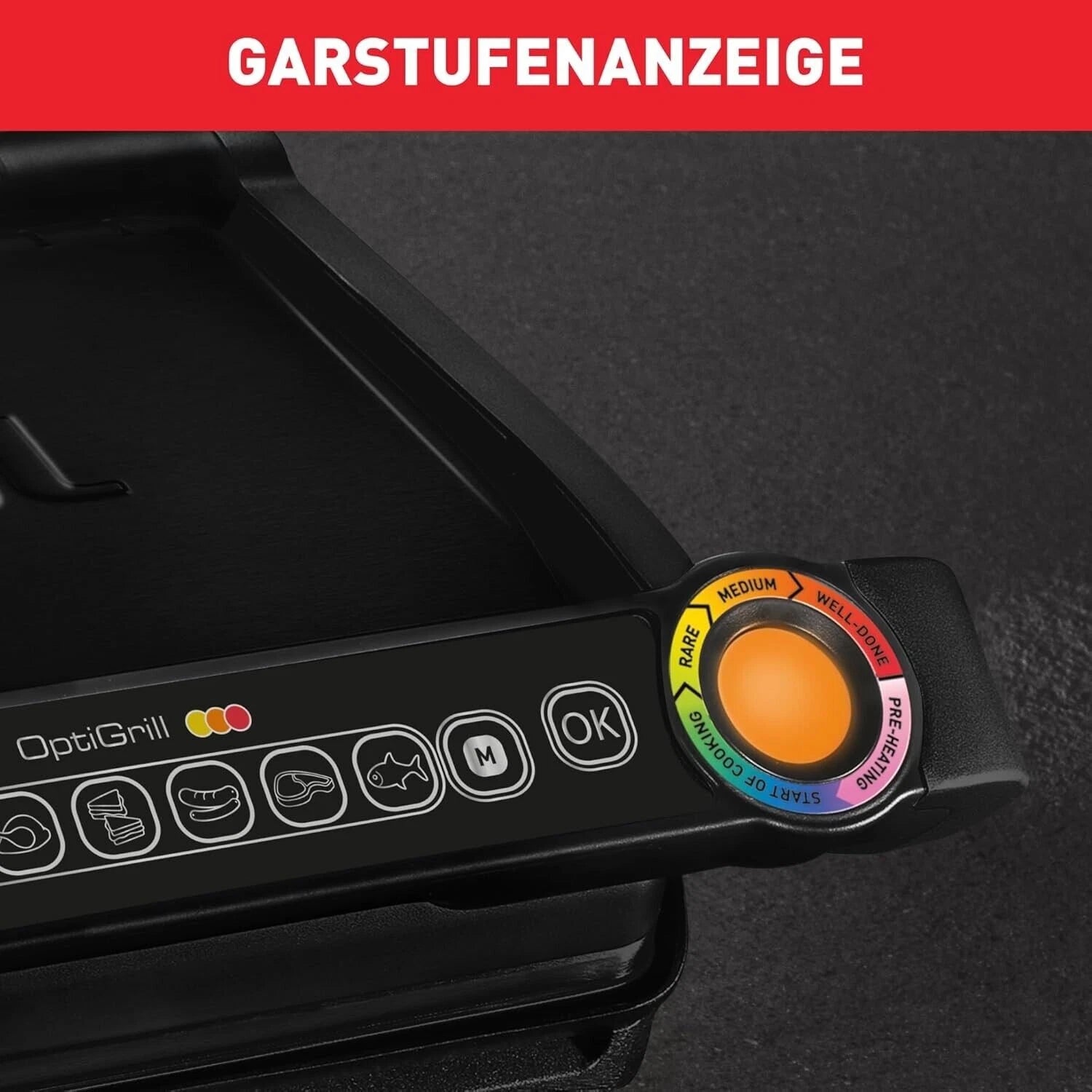 Tefal OptiGrill Kontaktgrill 2000W – 6 Grillprogramme mit Garstufenanzeige