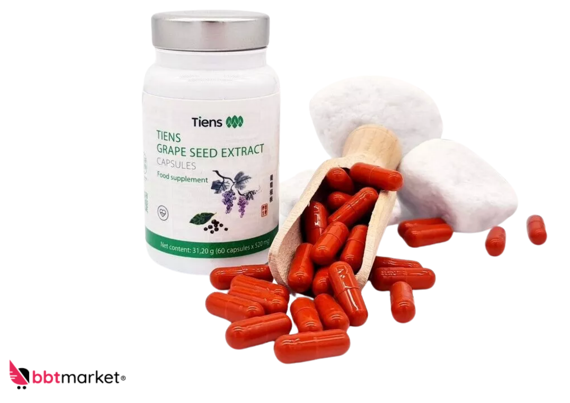 Tiens Traubenkernextrakt Vitamin C - 60 Kapseln - GRAPE SEED EXTRACT FOOD - Antioxidative Unterstützung für Gesundheit und Vitalität