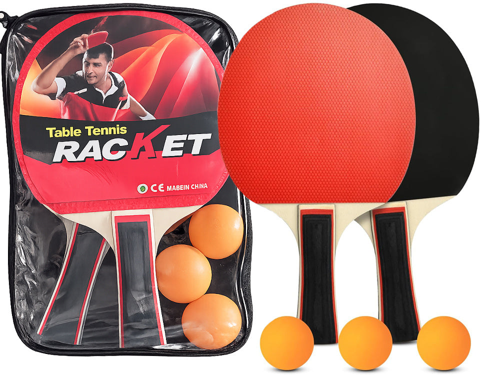 Tischtennis Set 2 Schläger 3 Bälle mit Etui Ping Pong Schläger Set Freizeit