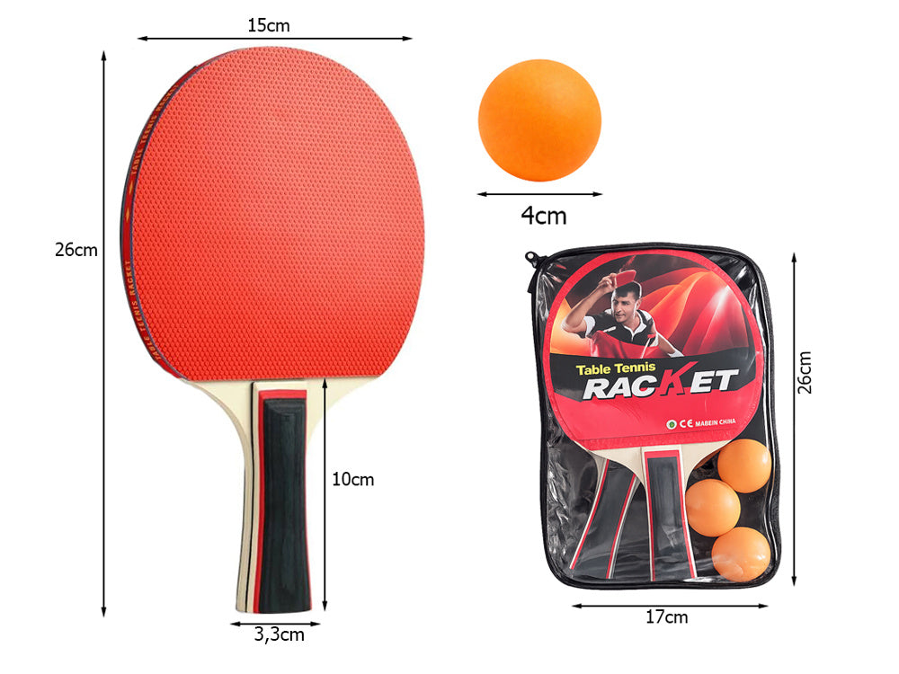 Tischtennis Set 2 Schläger 3 Bälle mit Etui Ping Pong Schläger Set Freizeit