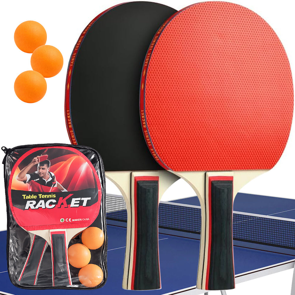 Tischtennis Set 2 Schläger 3 Bälle mit Etui Ping Pong Schläger Set Freizeit