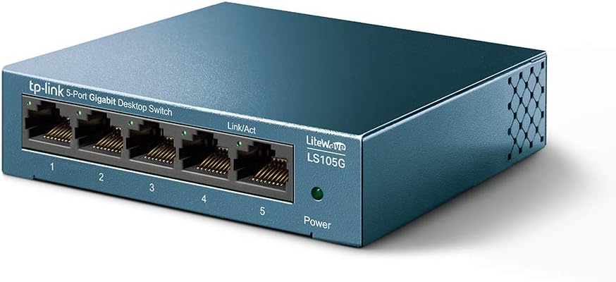 TP-Link LS105G 5-Port Gigabit Netzwerk Switch | Metallgehäuse, Lüfterlos, QoS, Plug-and-Play