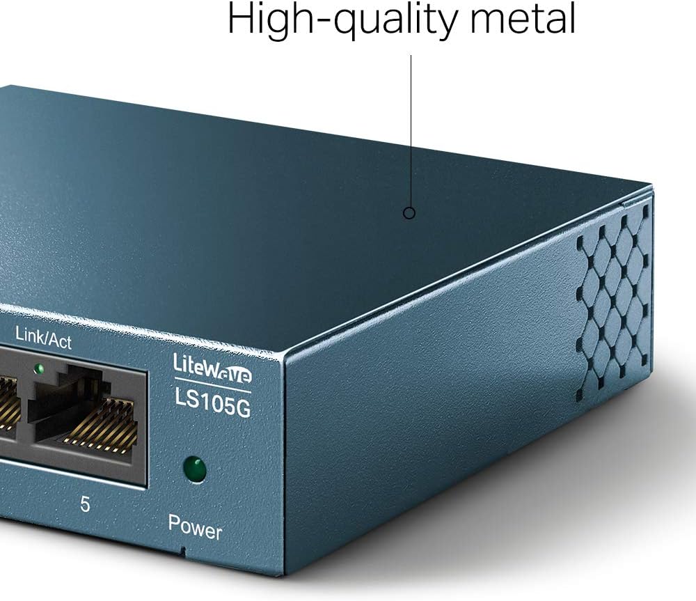 TP-Link LS105G 5-Port Gigabit Netzwerk Switch | Metallgehäuse, Lüfterlos, QoS, Plug-and-Play