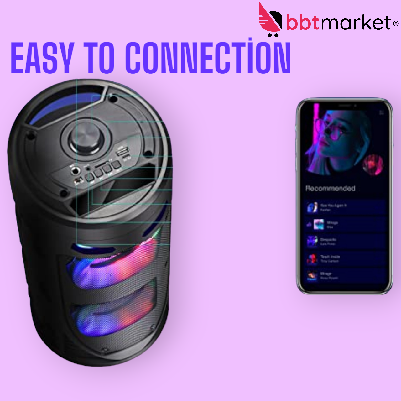 Tragbarer  Bluetooth-Lautsprecher Mobiler DJ Party Bluetooth Lautsprecher LED