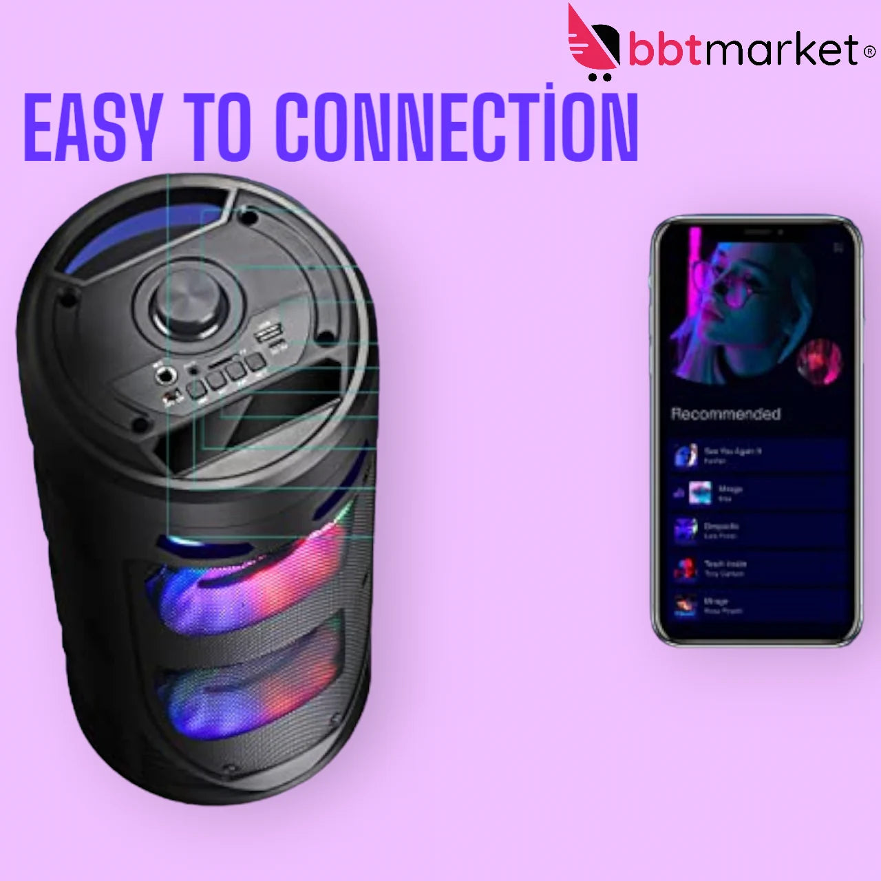 Portable Bluetooth Speaker Mobile DJ Party Bluetooth Speaker LED 