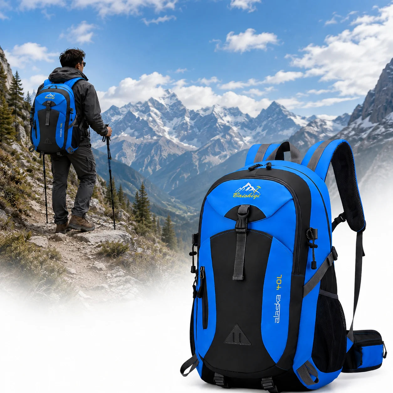 Trekkingrucksack 40L Wanderrucksack Wasserdicht Geräumig Outdoor,Camping & Reise
