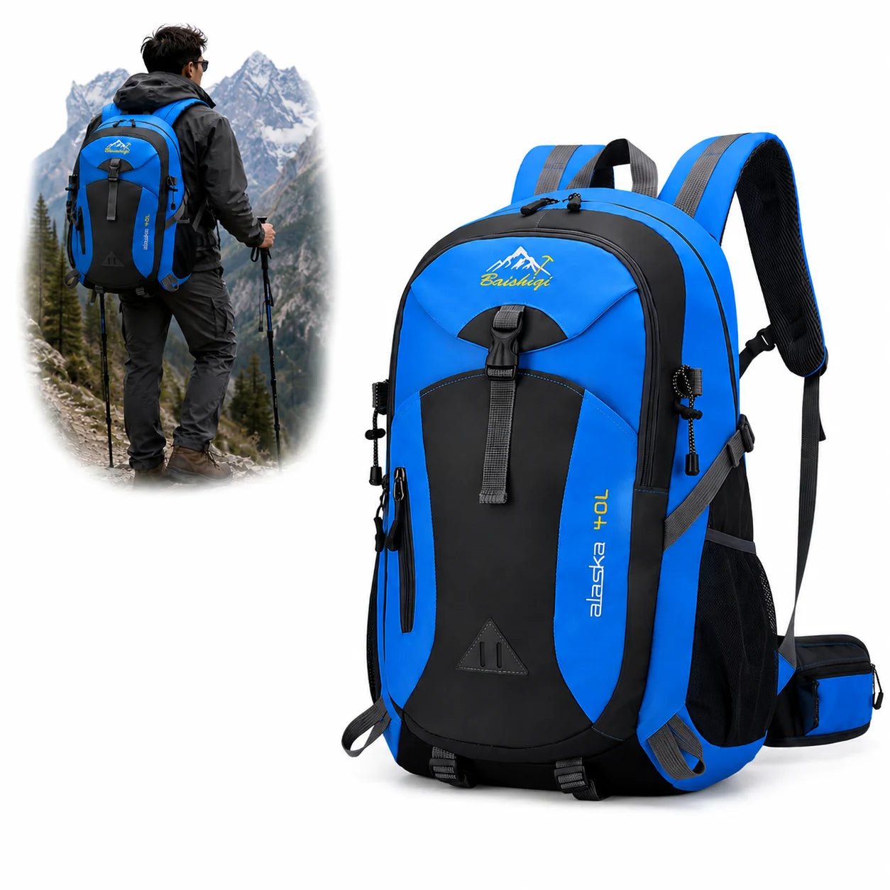 Trekkingrucksack 40L Wanderrucksack Wasserdicht Geräumig Outdoor,Camping & Reise