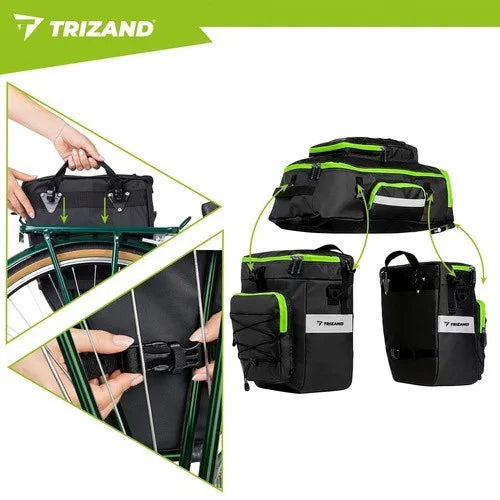 TRIZAND Fahrradtasche 65L 3in1 – wasserdichte Gepäckträgertasche mit Rucksackfunktion für Fahrrad, Touren & Bikepacking