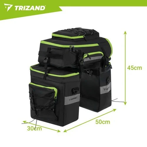 TRIZAND Fahrradtasche 65L 3in1 – wasserdichte Gepäckträgertasche mit Rucksackfunktion für Fahrrad, Touren & Bikepacking