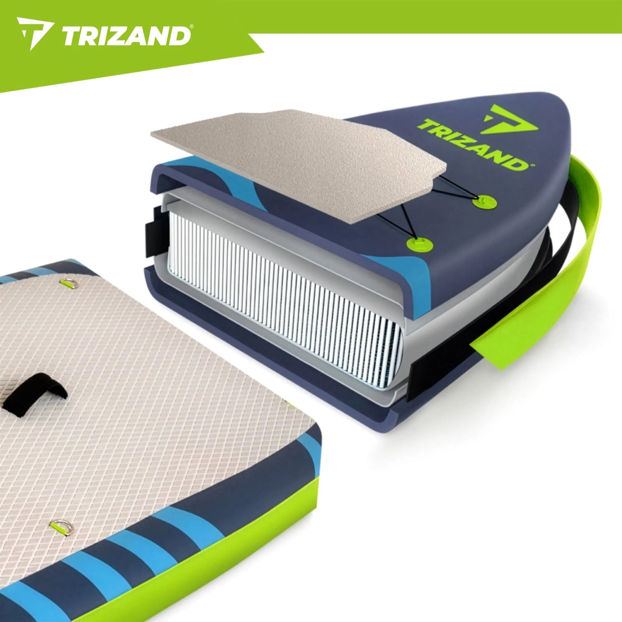 TRIZAND SUP Board 320 × 84 × 15 cm – Aufblasbares Stand Up Paddle Board bis 150 kg mit Paddel, Pumpe & Rucksack
