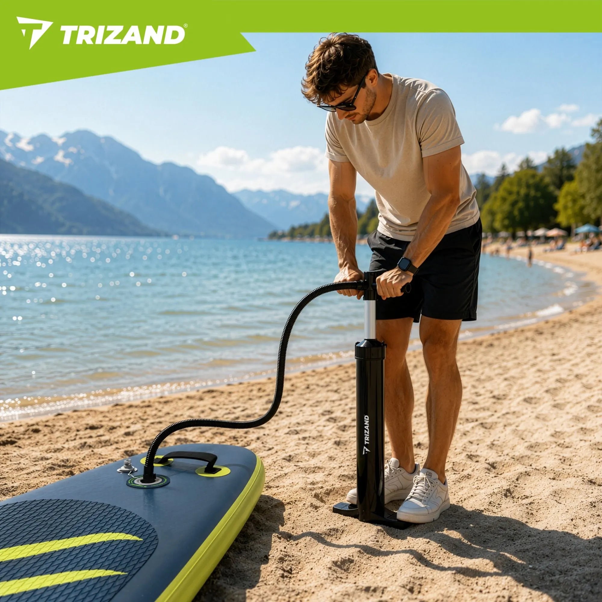 TRIZAND SUP Board 320 × 84 × 15 cm – Aufblasbares Stand Up Paddle Board bis 150 kg mit Paddel, Pumpe & Rucksack
