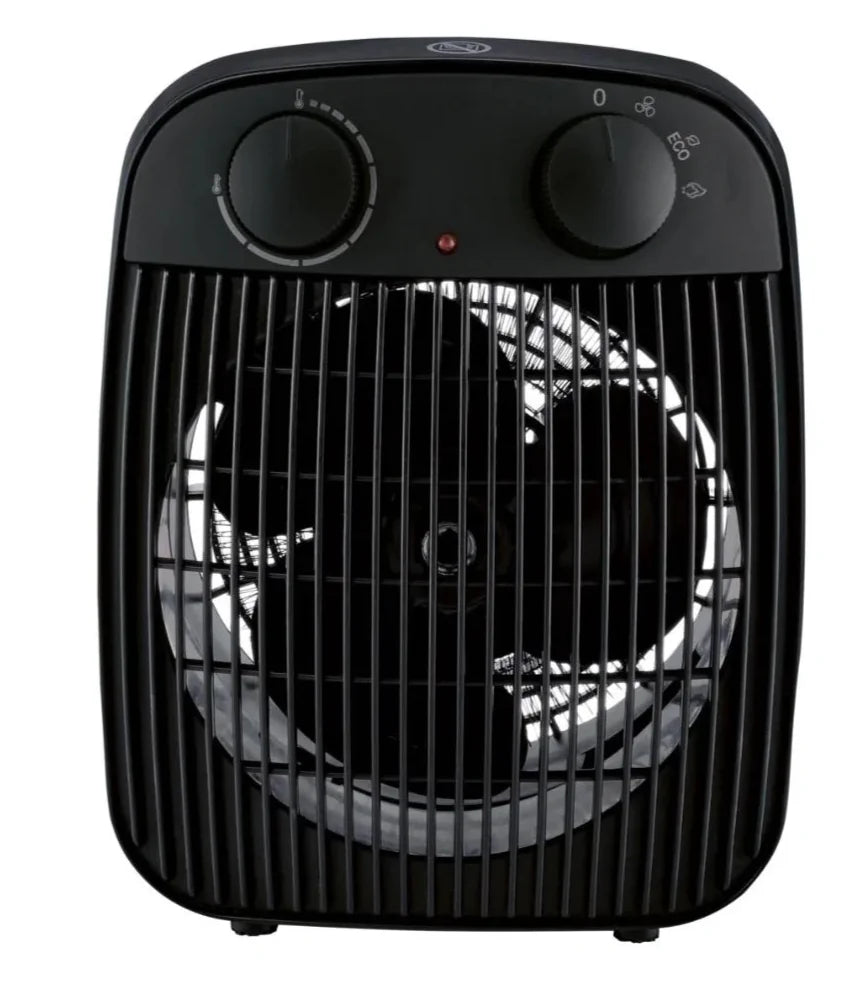TRONIC Heizlüfter 2000W Schwarz 2 Stufen Thermostat Ventilator Kippschutz