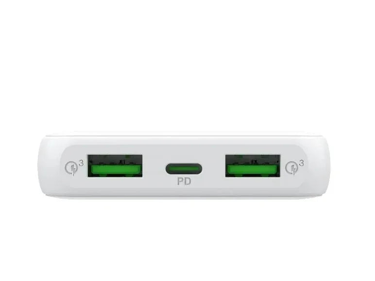 TRONIC Powerbank 10000mAh USB-C PD QC 3.0 15W 3-Port Weiß Schnellladen