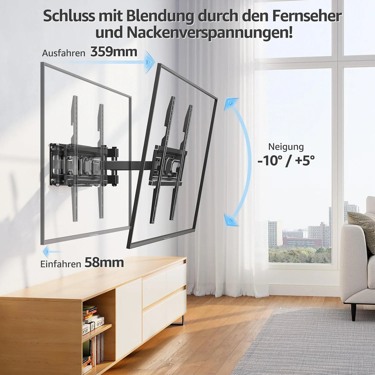 Alphamount TV Wall Mount Swivel for 37-75 inch TVs, Tilt Extendable