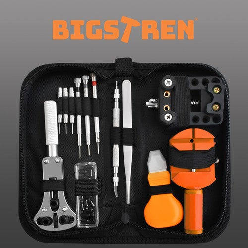 Uhrmacherwerkzeug Set – Komplettes Uhren Reparatur Werkzeug mit Stiftausdrücker & Etui für Armbandkürzung und Batteriewechsel