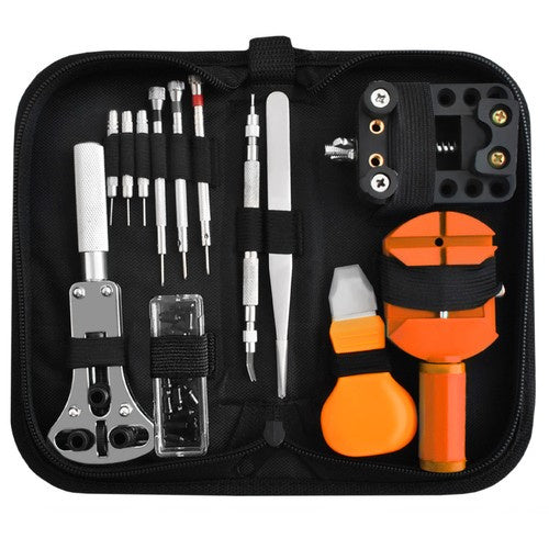 Uhrmacherwerkzeug Set – Komplettes Uhren Reparatur Werkzeug mit Stiftausdrücker & Etui für Armbandkürzung und Batteriewechsel