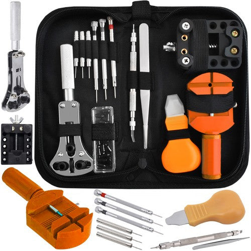 Uhrmacherwerkzeug Set – Komplettes Uhren Reparatur Werkzeug mit Stiftausdrücker & Etui für Armbandkürzung und Batteriewechsel