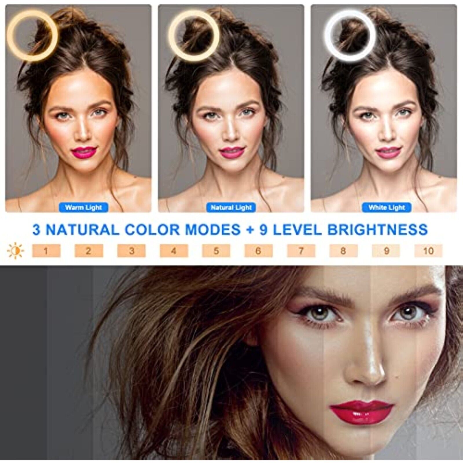 Ringlicht mit Stativ 10 Zoll RGB Ring Light Gesamthöhe 180cm Ringleuchte Selfie Ringlicht Handy für Video Makeup Fotografie