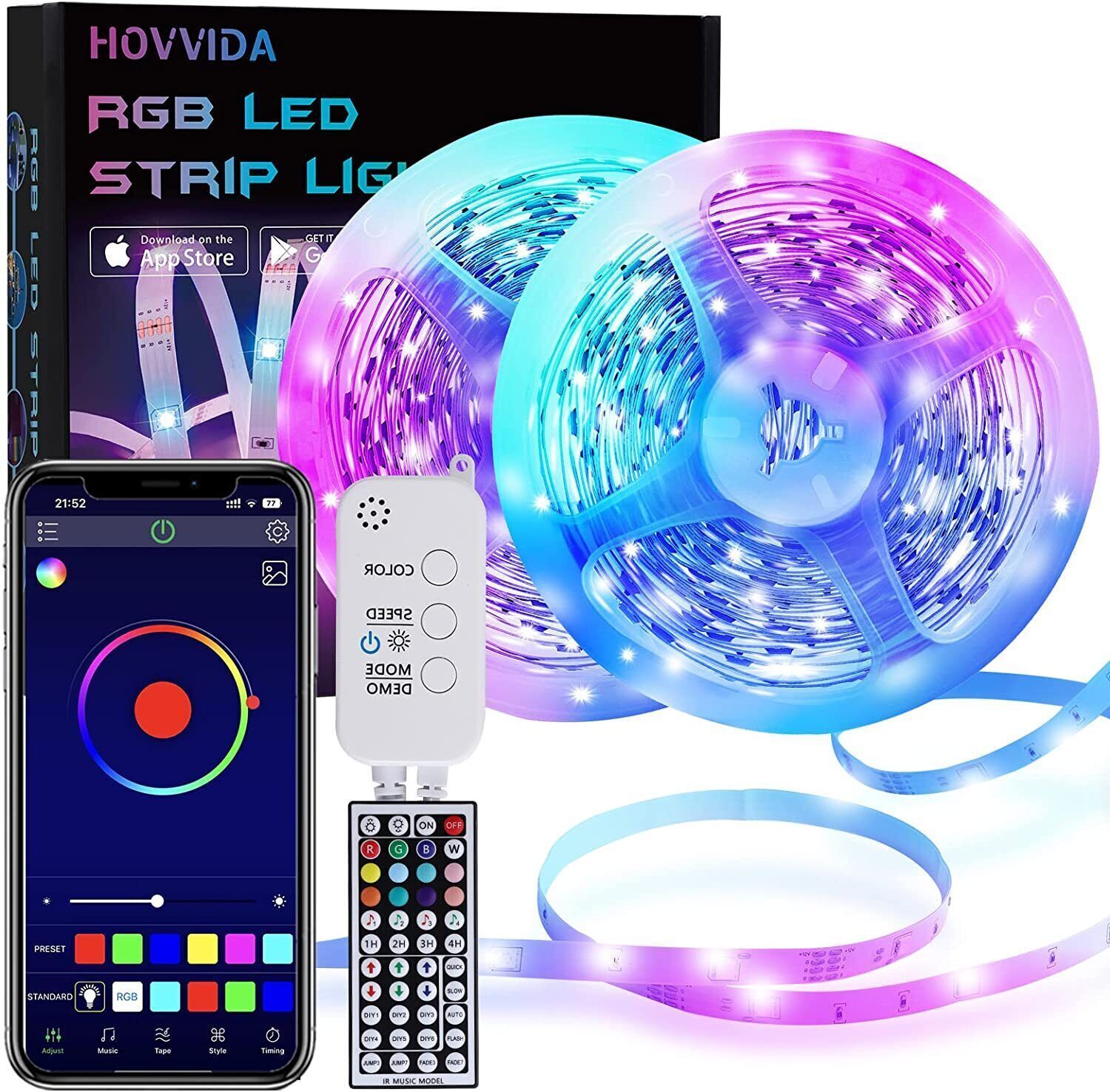 LED Stripe RGB Leiste Streifen Bluetooth Strip Band Leuchte Lichterkette 15m-30m