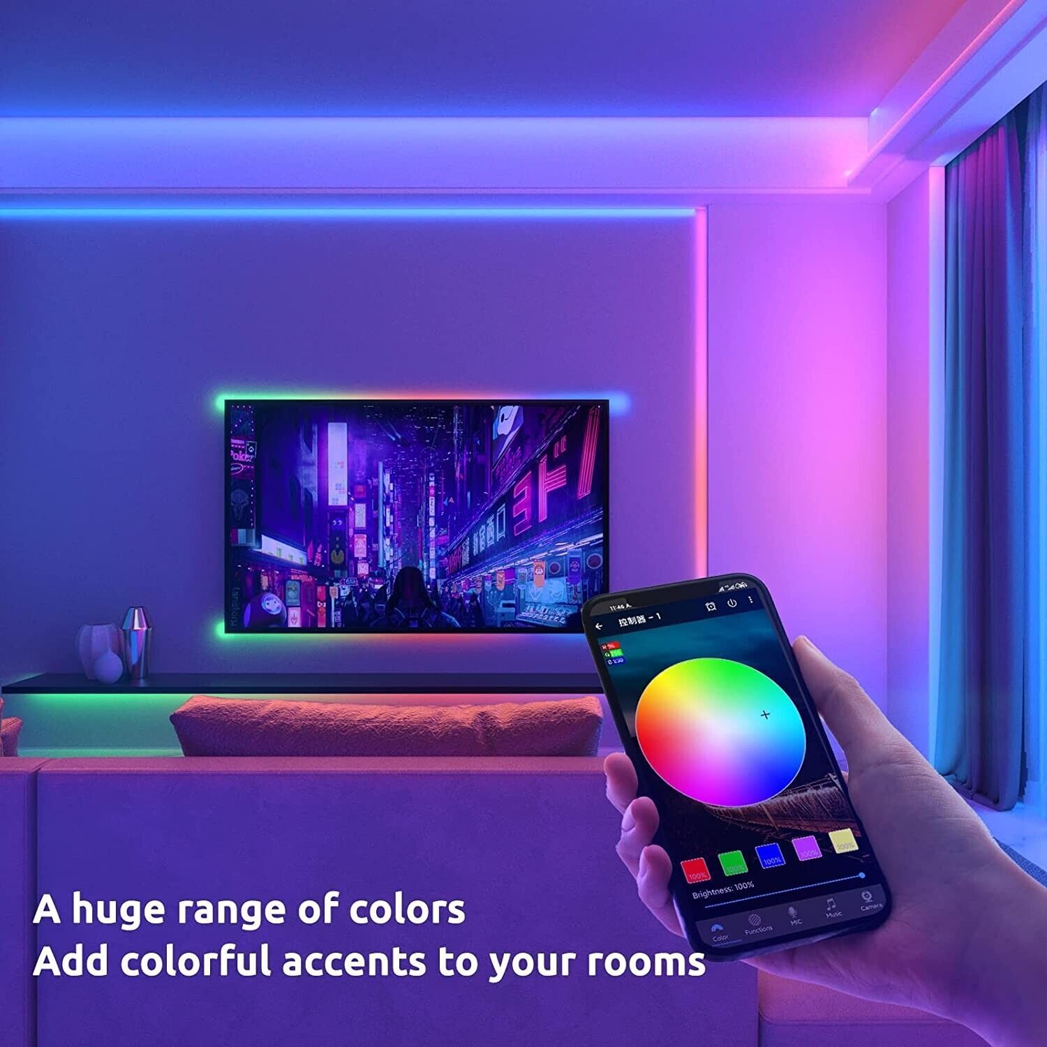 LED Stripe RGB Leiste Streifen Bluetooth Strip Band Leuchte Lichterkette 15m-30m