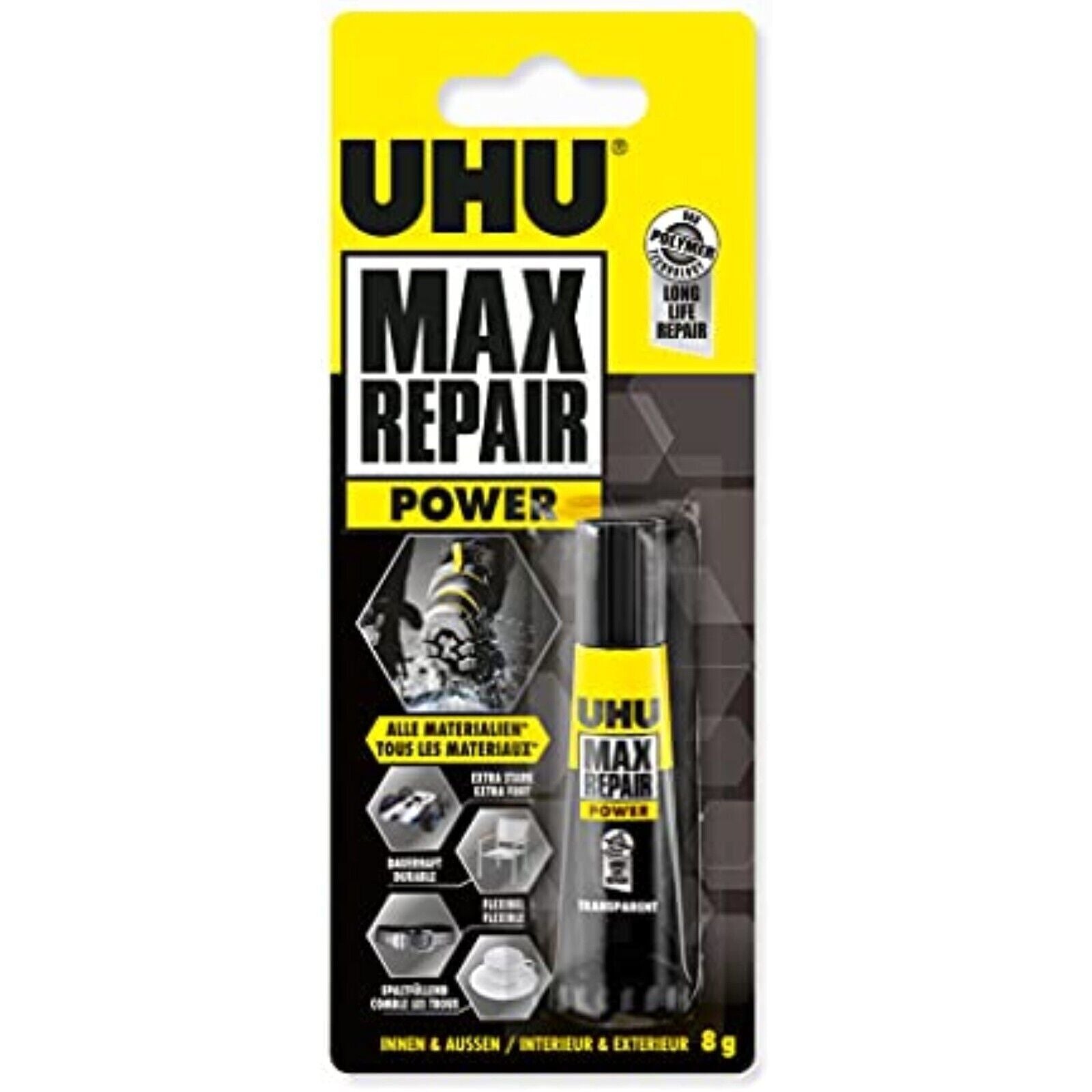 UHU Max Repair Extreme Repair Adhesive Shoe Glue Waterproof Transparent 20-8-3g 