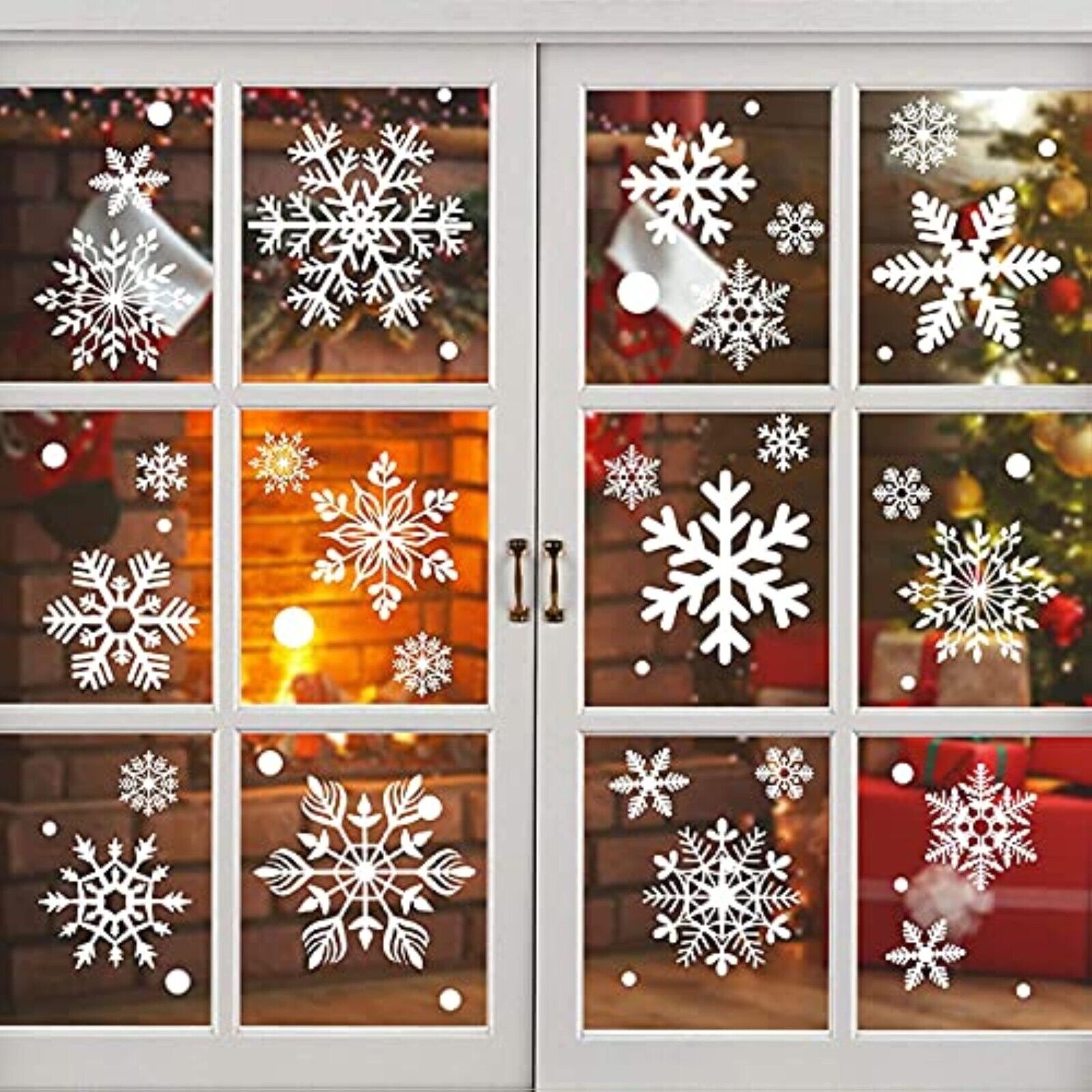 154 Stück Weihnachten Schneeflocken Fensterbilder – Selbsthaftende Fenstersticker, 8 Bögen, Weiß, Statische Haftung