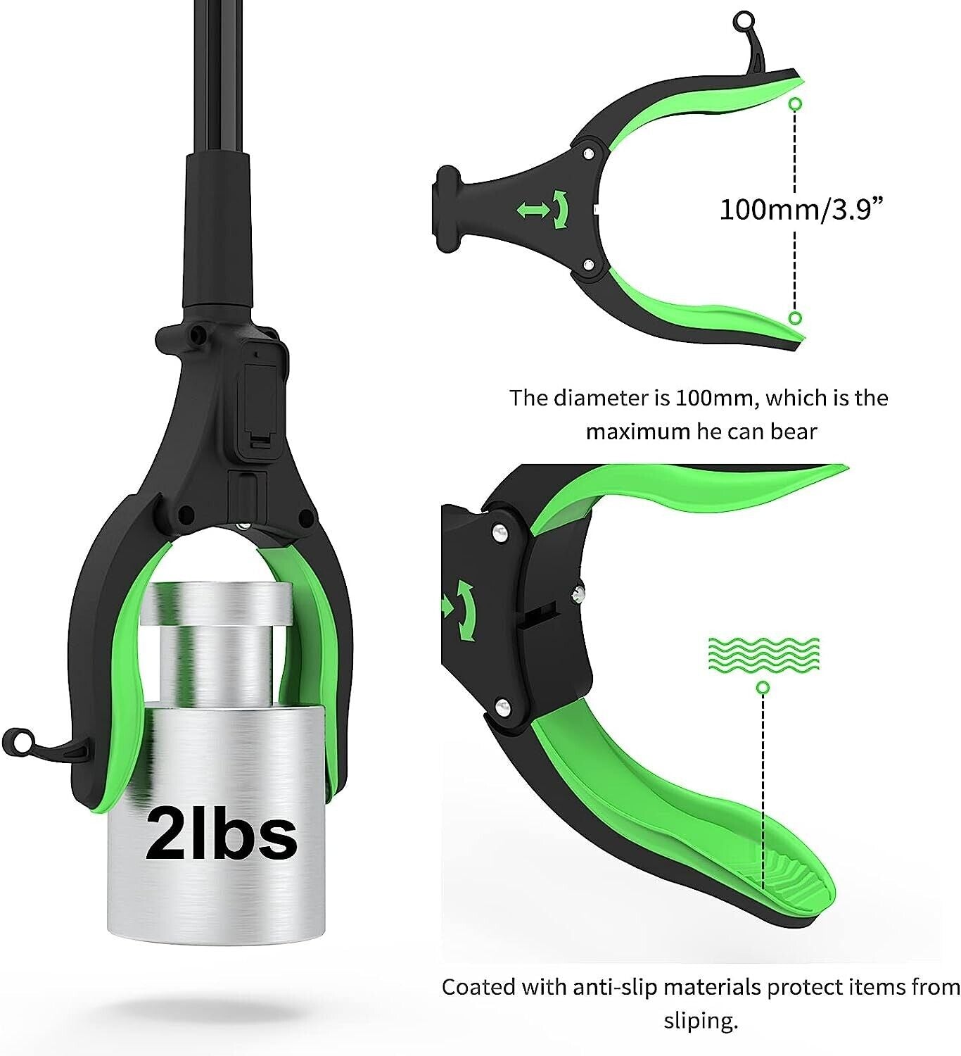 Faltbare Greifzange 80cm mit LED Licht Müllzange Greifer drehbar Magnet -Lila