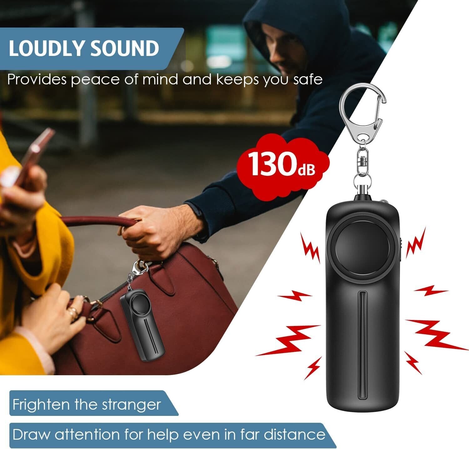 Panic alarm on the go pocket alarm travel robbery protection alarm portable 130db