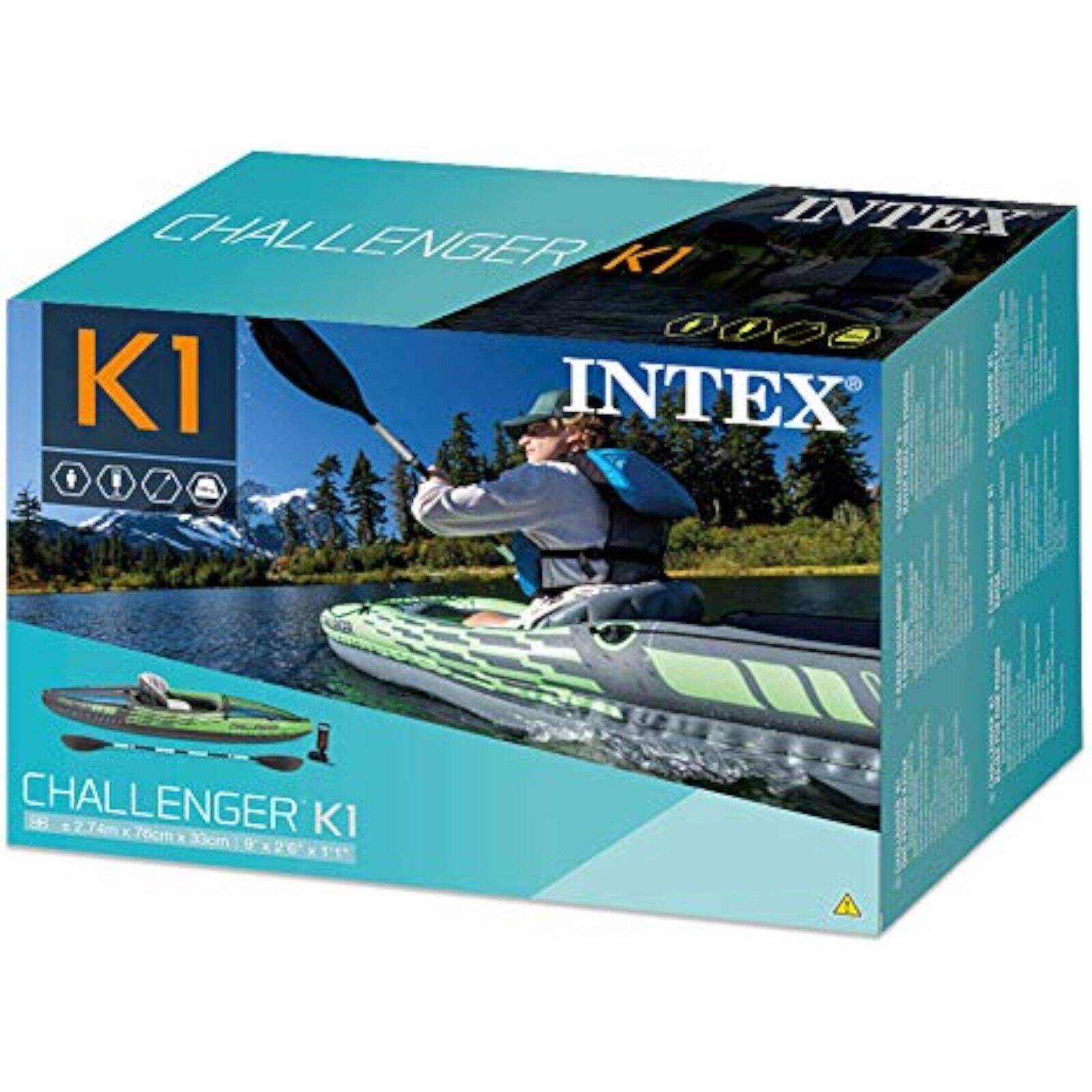 Intex Kayak Challenger K1 Set Inflatable Boat Paddle Boat + Aluminum Paddle Pump NEW 