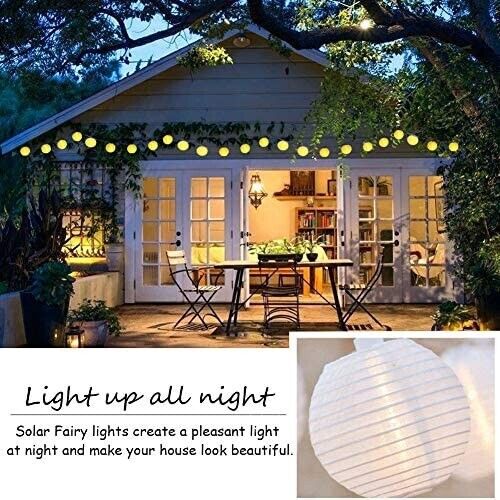 Solar Lichterkette Lampions 6M 20 LED Warmweiß IP65 für Garten Balkon Terrasse